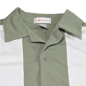 ​Il Migliore Mens XL Sage Green Bowling Shirt Ameriquest Y2K Retro Woven Camp